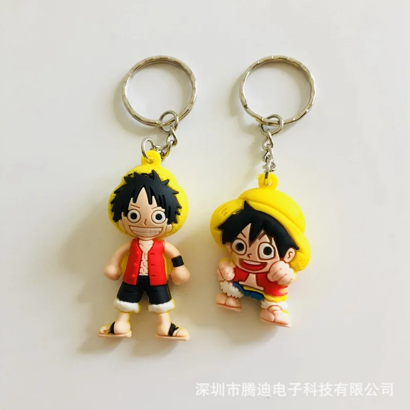 

Anime One piece PVC Keychain Luffy stylish cute funny cartoon character single-sided soft rubber key chain Jewelry Party gifts