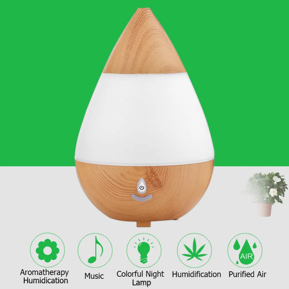 

235ml Ultrasonic Humidifier USB Charging Air Humidifier Bluetooth Control Aroma Essential Oil Diffuser Water Drop Shape for Home