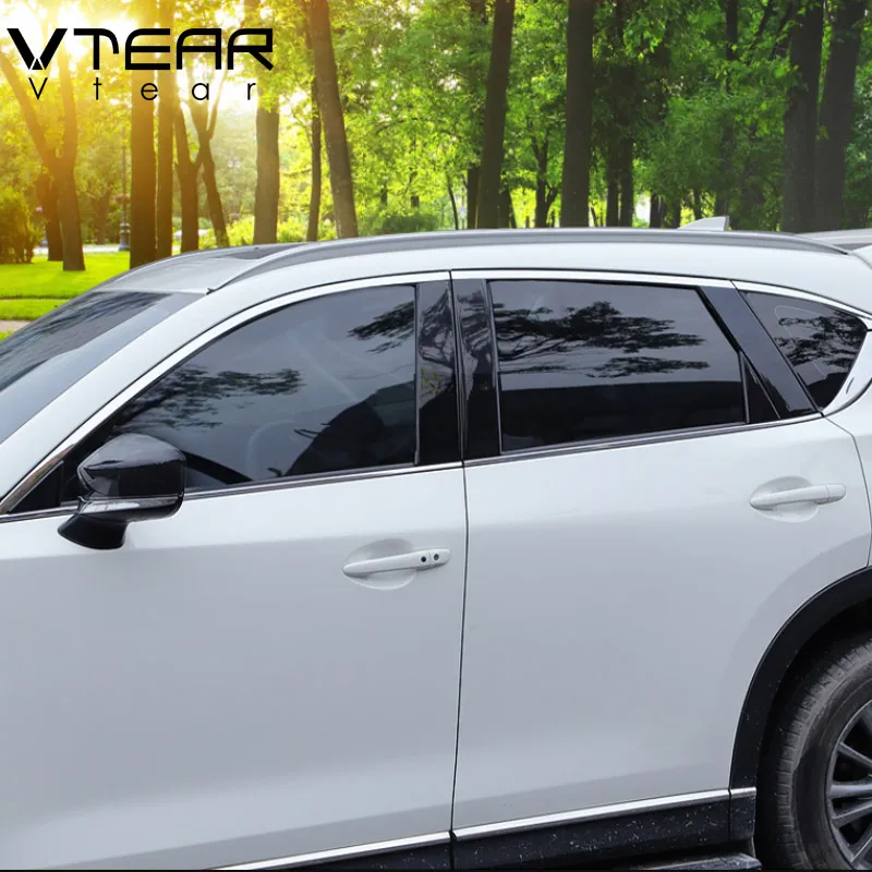 

Vtear For Subaru Forester window BC pillar decorative sticker Glossy black trim anti scratch mirror surface cover accessories