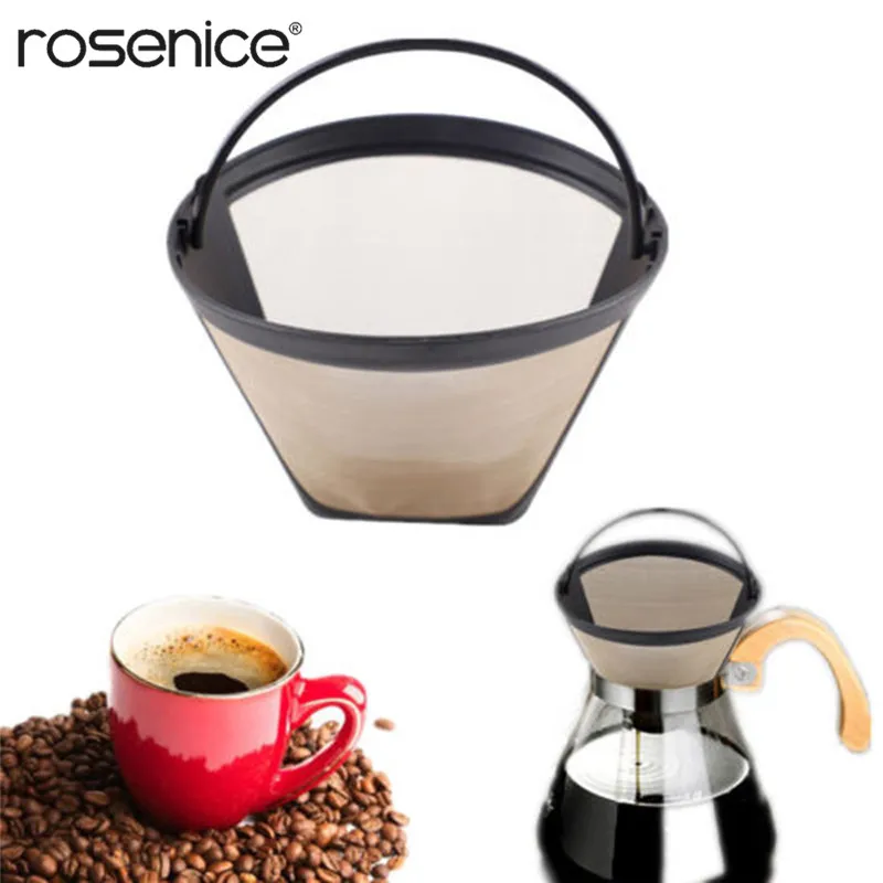 Washable Reusable Coffee Filter Cone Shape Coffee Filter Mesh Basket Portable Coffee Tools (Golden) Washable Reusable Coffee Filter Cone Shape Coffee Filter Mesh Basket Portable Coffee Tools (Golden)