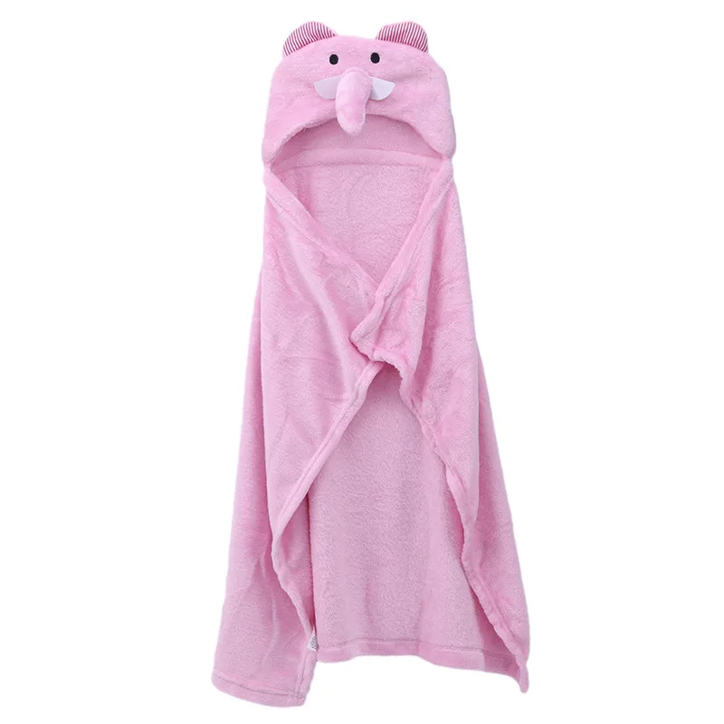 Милый мягкий детский банный халат с капюшоном и рисунком животных; одеяло с рисунком животных; детский банный халат; детское банное полотенце; Банное полотенце для малышей - Цвет: pink elephant