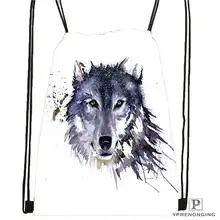 Custom wolf_moon_by_kyghost@ 01-походная сумка на шнурке милый рюкзак для детей(черная спинка) 31x40 см#180611-03-107