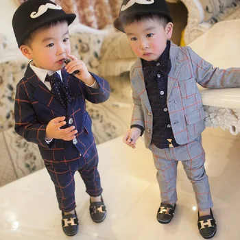 

Hot 2018 Spring Fall 2-5Yrs Baby Infant Plaid Blazer Suit 2 Pcs Little Kids Casual Clothing Sets Children's Leisure Twinset