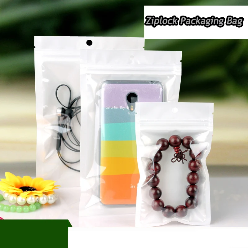 50pcs/lot 30cm*40cm*160mic High Quality Clear+White Poly Zipper Plastic