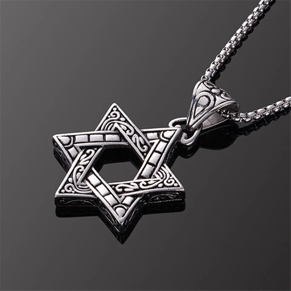 

Men star of david indians totem necklace Fashion israel jewish hexagram stainless steel chain necklaces&pendants jewelry colar