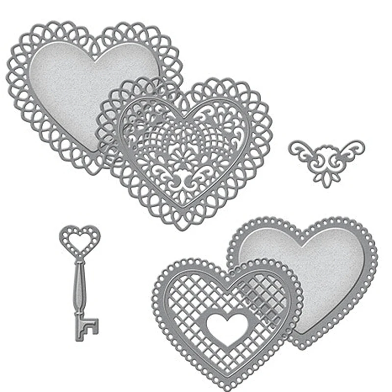 

Lace Hearts Key Border Metal Cutting Dies Stencil For DIY Scrapbooking Embossing Paper Greeting Card Dies Cut Album Making Craft