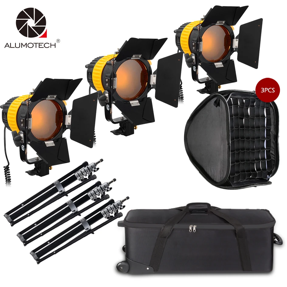ALUMOTECH 3x80W Светодиодный прожектор с V-mount power+ стандарт X3+ софтбокс 3 комплект для студийной камеры видео фотографии поддержка