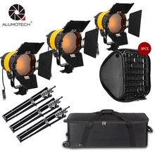 ALUMOTECH 3x80W Светодиодный прожектор с V-mount power+ стандарт X3+ софтбокс 3 комплект для студийной камеры видео фотографии поддержка