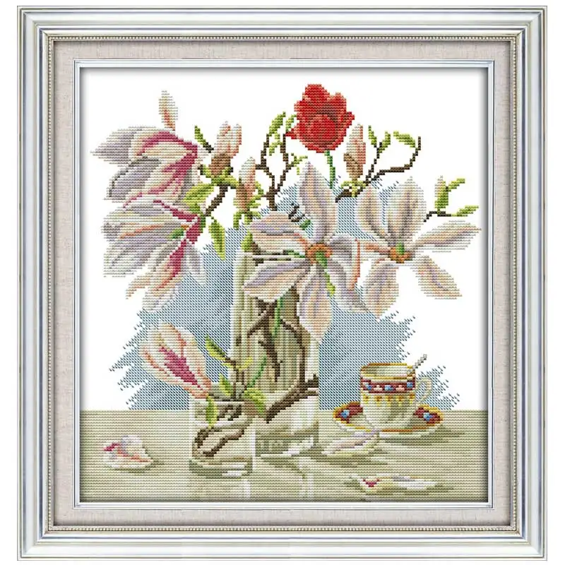 Magnolia flower (4) Patterns Counted Cross Stitch 11CT 14CT Cross ...