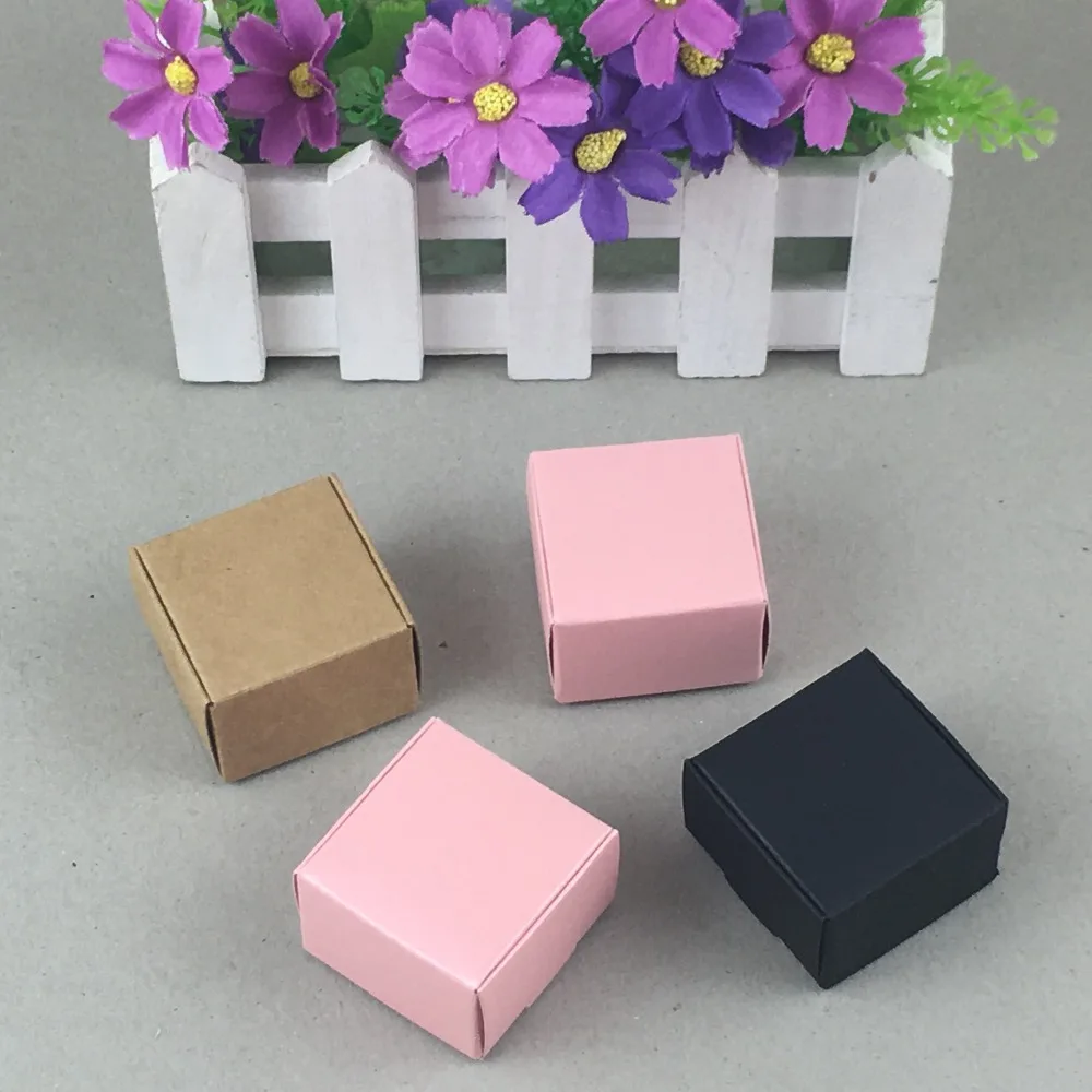 

50Pcs/Lot 4x4x2.5cm Aircraft Brown Gift Kraft Paper Box For Jewelry Wedding Candy Craft Cake Handmade Soap Packing Boxes