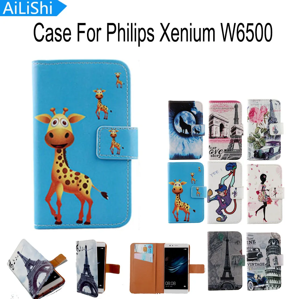

AiLiShi 1X Cartoon Painted Book-Design Flip Protective Cover Skin PU Leather Case For Philips Xenium W6500 Case In Stock