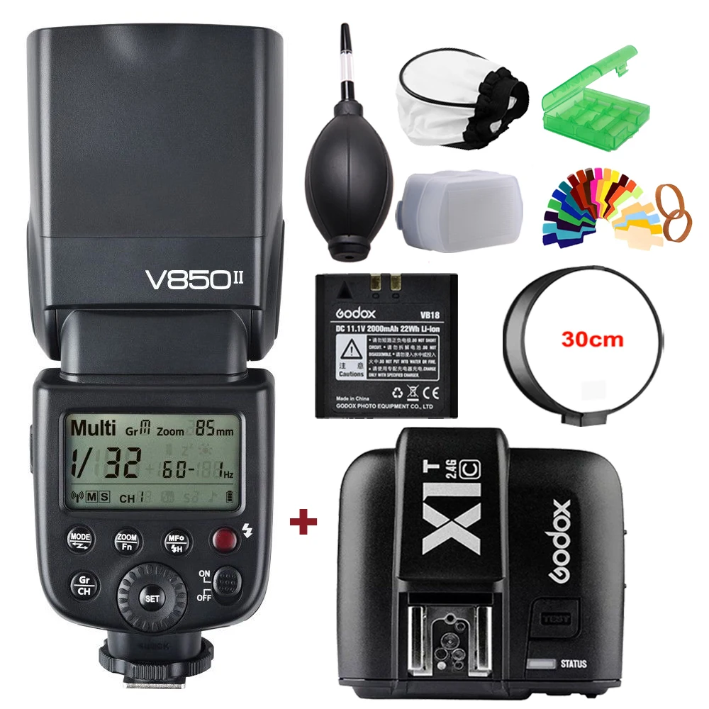 

Godox VING V850II GN60 2.4G HSS 2000mAh Battery Camera Flash Speedlight +X1T-C Trigger Transmitter for Canon DSLR Camera + Gift