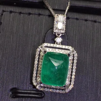 

Fine Jewelry GIL Certificate Real 18K White Gold AU750 Natural Green Emerald 5.8ct Gemstones Pendants for Women Fine Necklace