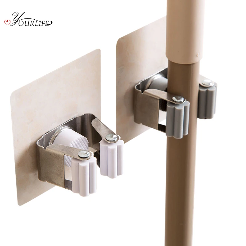 

OYOURLIFE 1pc Creative Wall Mounted Traceless Broom Mop Holder Bathroom Kitchen Organize Rack Multifunctional Storage Holder