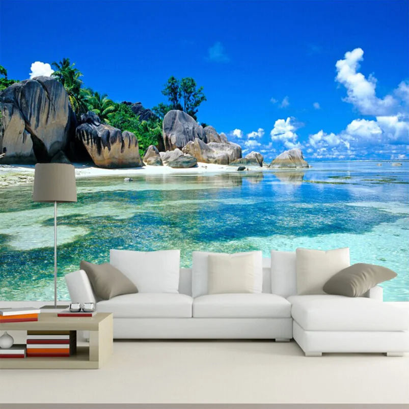 Пользовательские росписи обоев 3D океан море пляж фото Задний план нетканые обои для Спальня Гостиная настенная живопись Домашний Декор