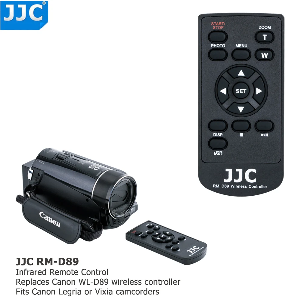100% Remplace Canon Wl-d89  JJC Ird89 télécommande Infrarouge pour Canon Legria/VIXIA caméscopes Noir 