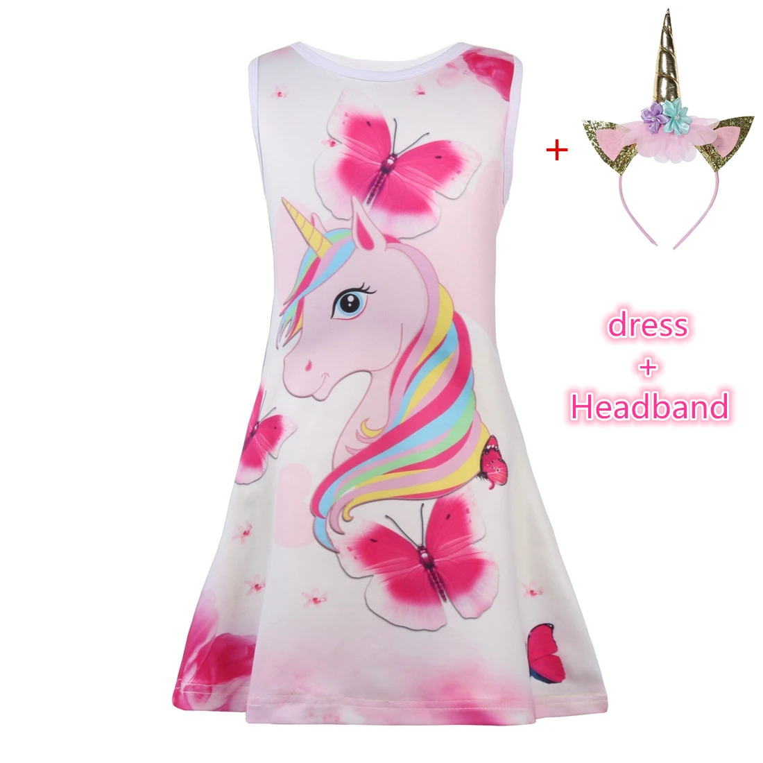 

Sale Girls Unicorn Dress Children Summer Butterfly Cartoon Floral Party Birthday Sleeveless Dresses Kids Baby Princess Clothes