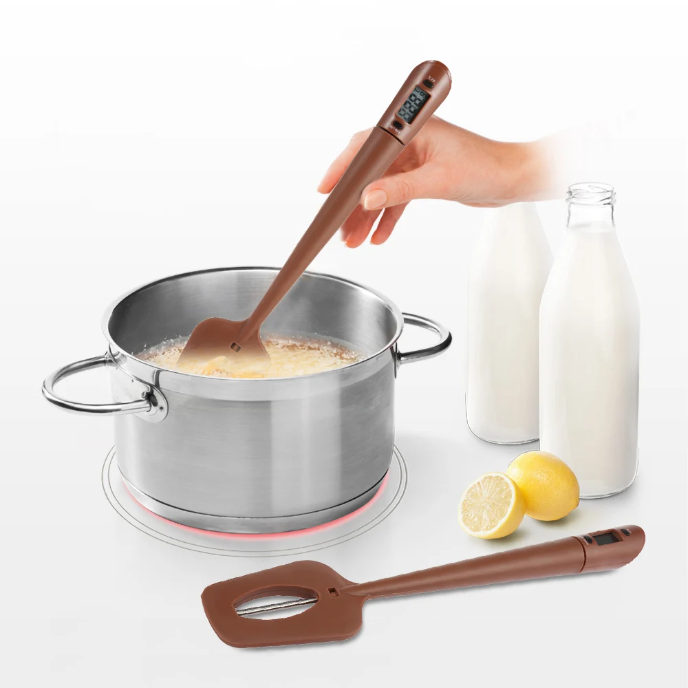  Portable Silicone Scraper Spatula Long Probe Digital Food Thermometer Chocolate cooking Baking Tool