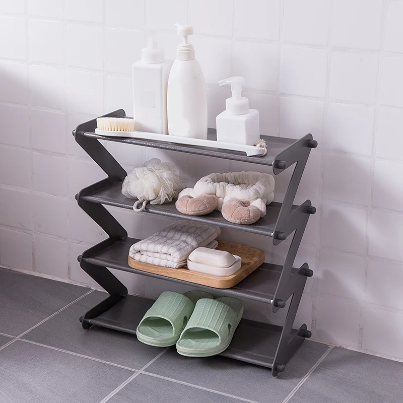 

Simple Stainless Steel Assembled Shoe Rack Save Space Slippers High Heels Home Dormitory Foldable Multi-Layer Storage Dark Gra