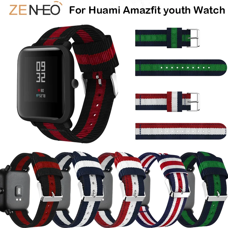 Ремешок нейлоновый для Huami Amazfit Bip BIT PACE Lite Youth сменный Браслет Samsung Galaxy Watch 42 мм 20
