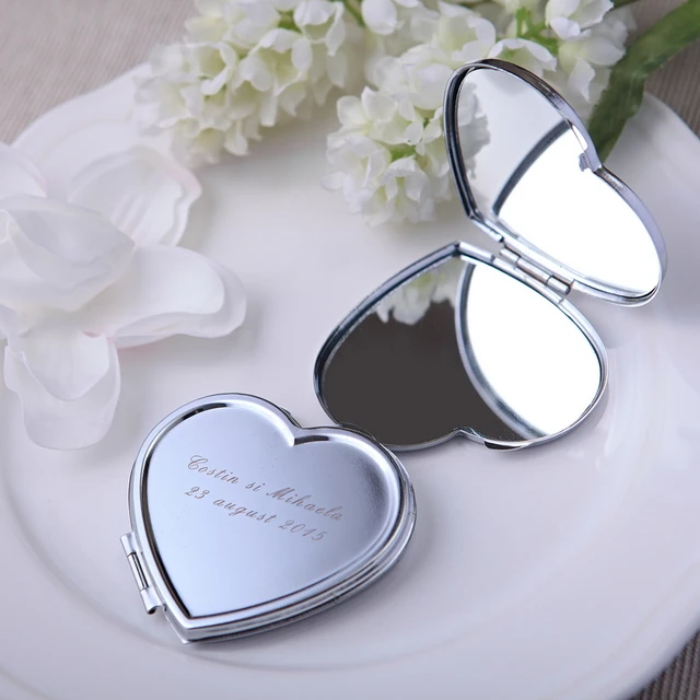 50pcs Personalized Bridal Shower Gift Heart Mirror Favor With 50pcs Personalized Bridal Shower Gift Heart Mirror Favor With Bride Groom Name Date