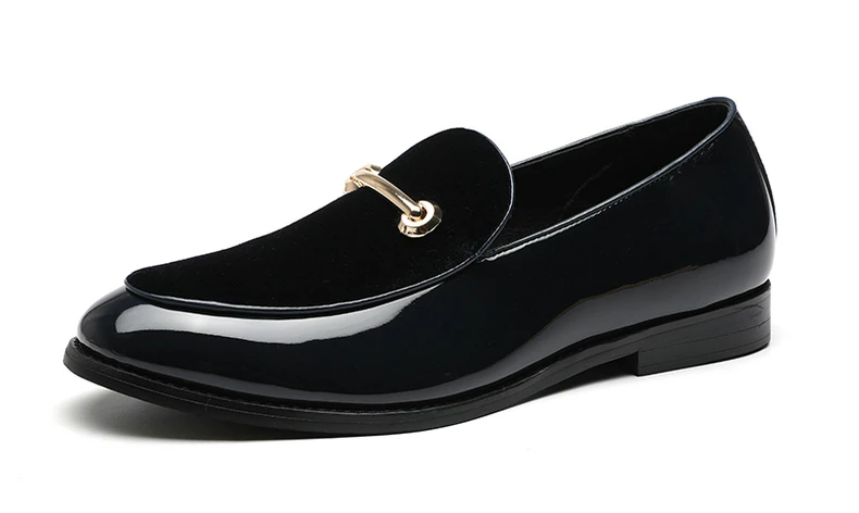 Mens Casual Shoes' Loafers Slip-On Men Shoes Luxury Brand Big Size 12 PU Patent Leather Men Loafer Shoes Black Driving Shoe New  (11)
