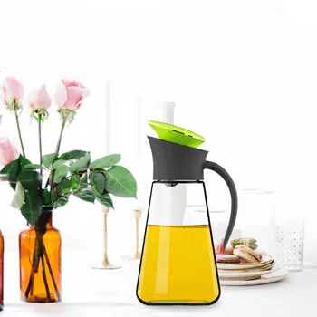 

Glass Oil Pot Cup Bottle Automatic Opening And Closing Leak Control Oil Storage Box Kitchen Supplies For Soy Sauce Seasoning
