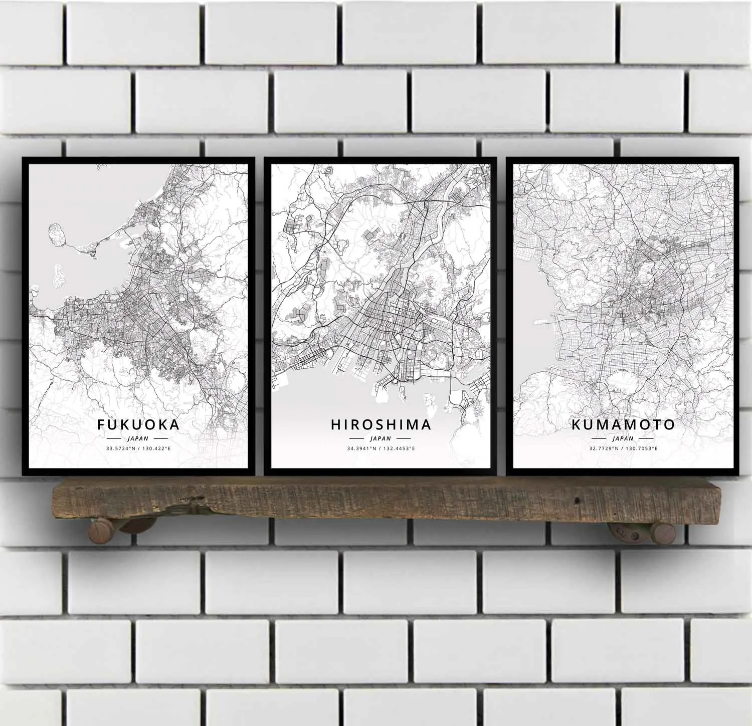 

Fukuoka Hiroshima Kumamoto Kyoto Nagoya Osaka Tokyo Japan Map Poster