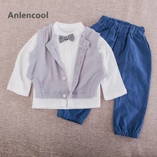 Anlencool High-quality spring of new children’s clothing wholesale casual shirt vest boy cotton three piece suit baby boys sets