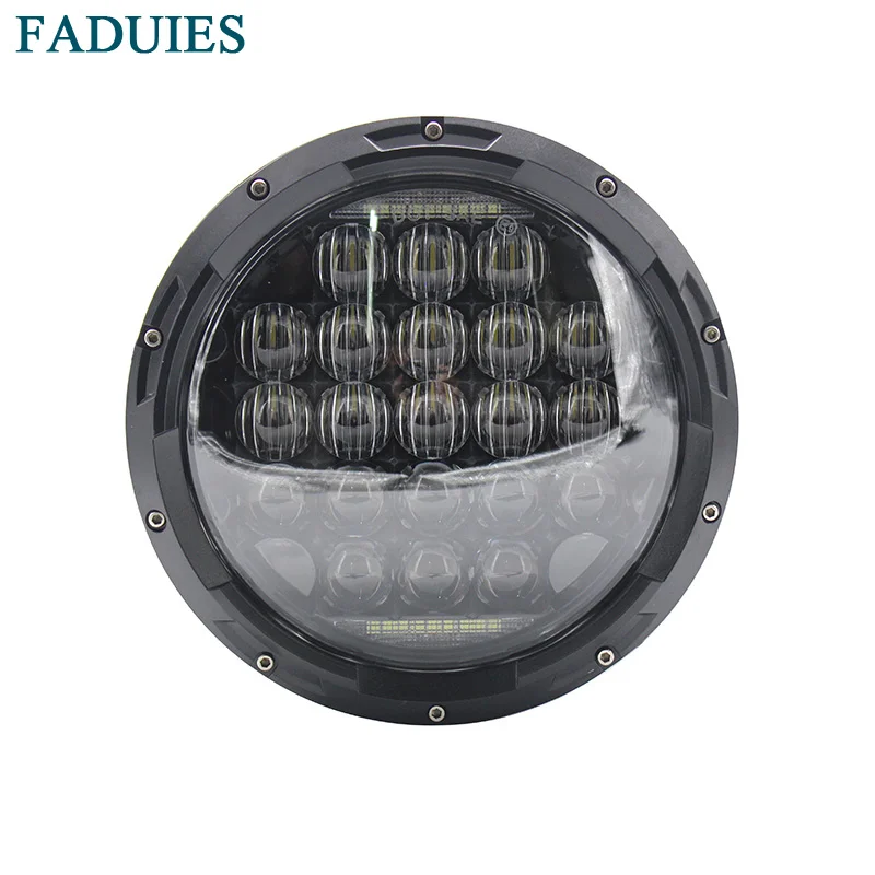 FADUIES 7 inch Round Black 105W 5D Motorcycle LED Daymaker Projector Headlight For Harley Davidson Motorcycle 7 LED headlamp (2)1