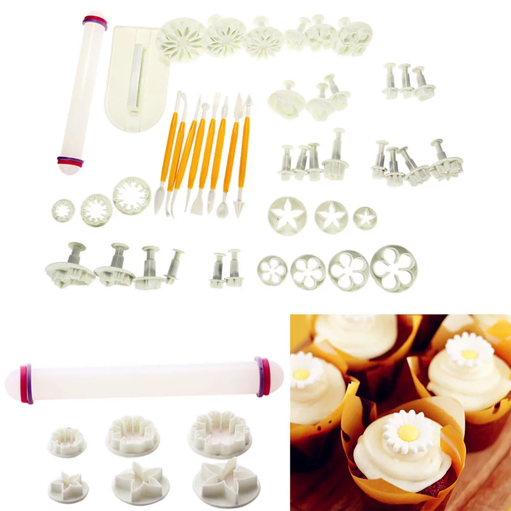 46pcs Sugarcraft Cake Cookie Decorating Mold Mould Flower Fondant Icing