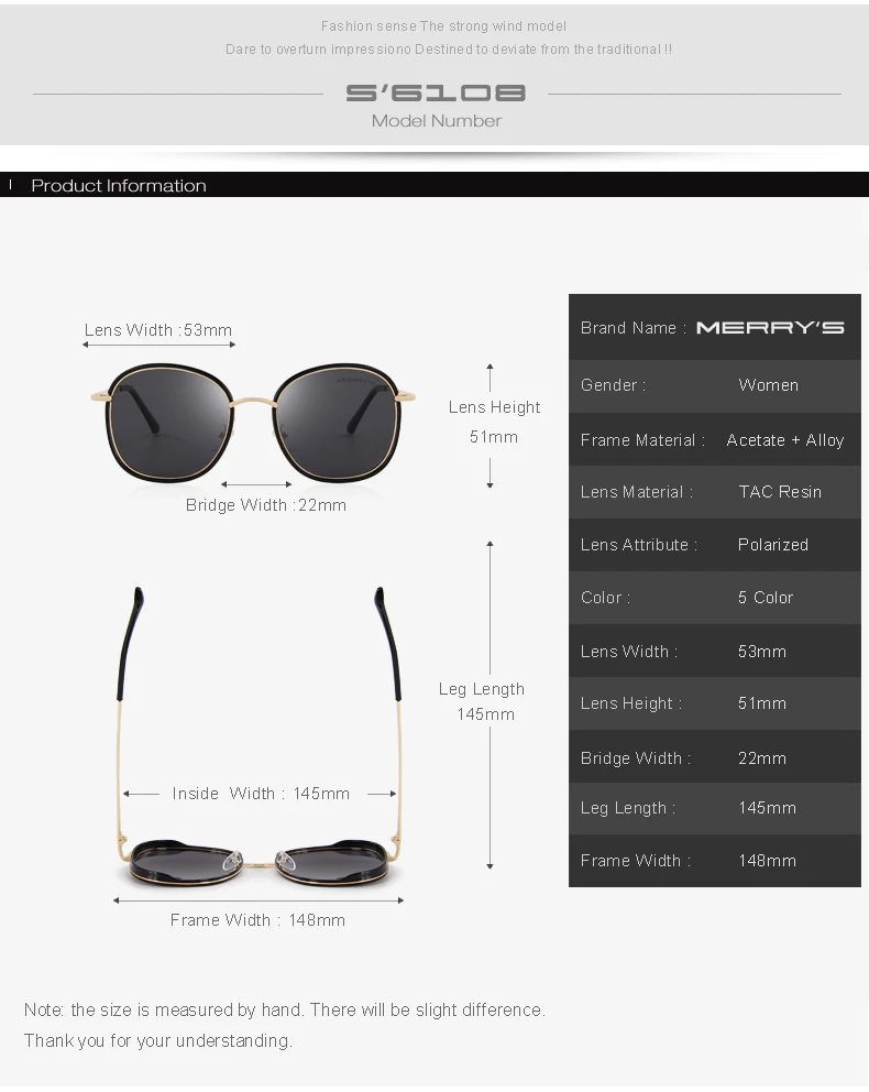 MERRYS Дизайн Женские поляризованные солнцезащитные очки модные солнцезащитные очки металлические дужки УФ Защита S6108