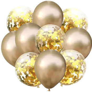 

10PCS 12inch Metallic Balloons Happy Birthday Clear Confetti Balloon Wedding Party Helium Balloon Chrome Balloons Decorations