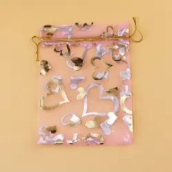 Бесплатная доставка 100 шт./лот розовый органзы сумка 15x20 см сердце шнурок мешок конфет подарок мешок пользу браслет ювелирных изделий