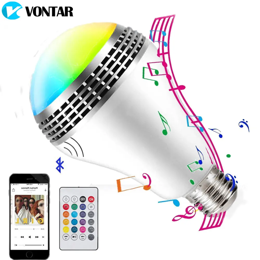 Лампочки Bluetooth Динамик аудио плеер с E27 светодио дный белый + RGB Беспроводной s Hands