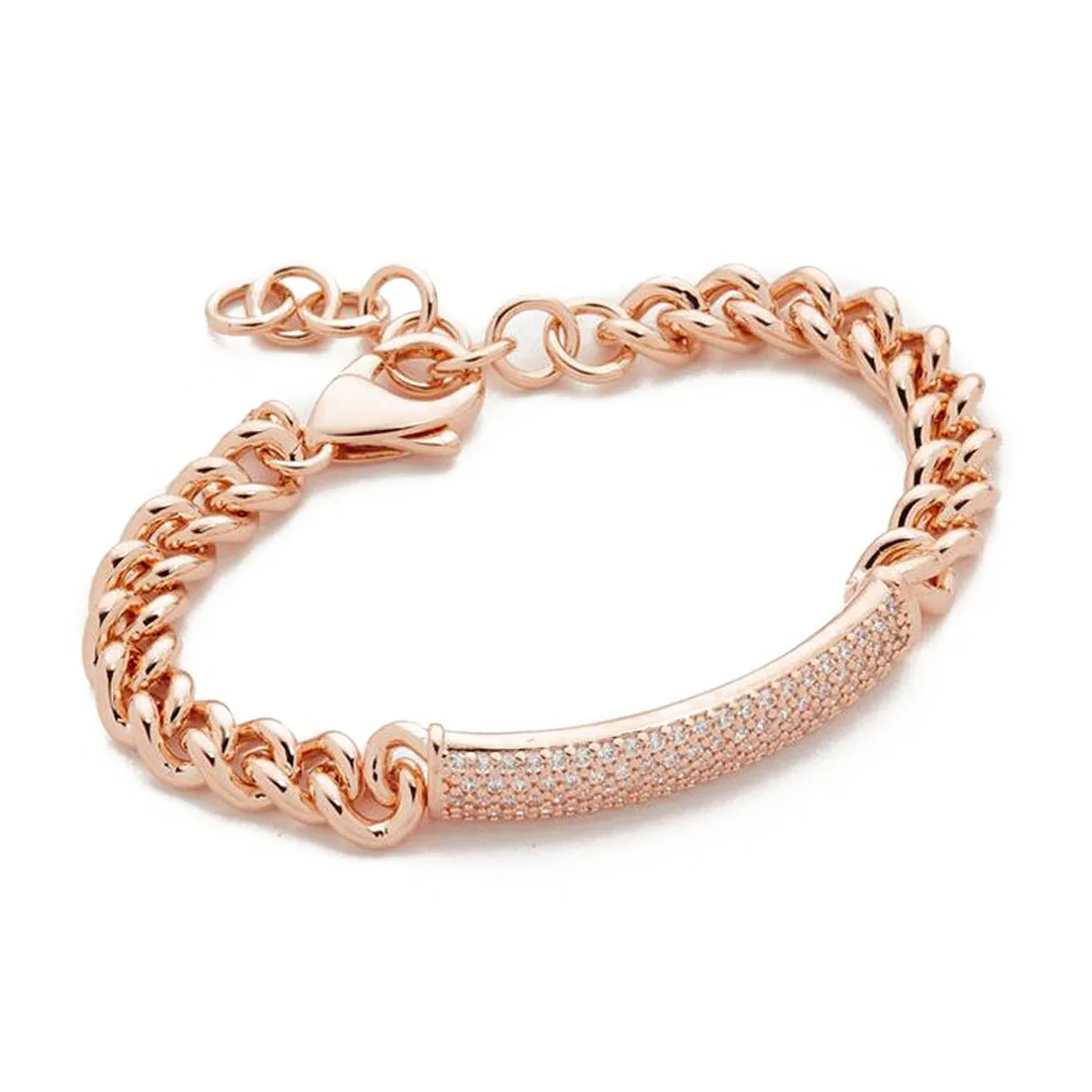Luxury Brand CZ Diamond Fashion Party Charm Bracelets & Bangles Cuff Rose Gold Color Crystal Jewelry Bridal Wedding Jewelry