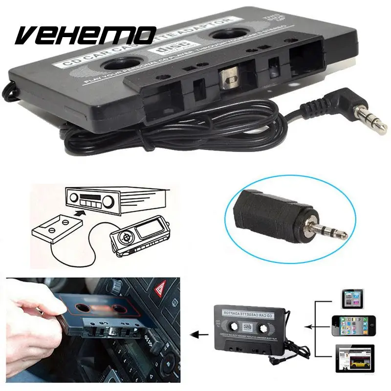 Vehemo ленты в форме кассеты с разъемом подачи внешнего сигнала AUX адаптер кассета адаптер MP3 Музыка адаптер CD MD MP4 Смарт сотовый телефон конвертер