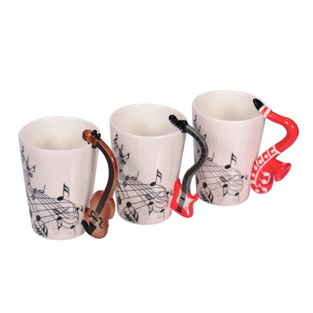 

Unique Styles Music Note Guitar Ceramic Cup Personality Milk Juice Lemon Mug Coffee Tea Cup Home Office Drinkware Novelty Gifts