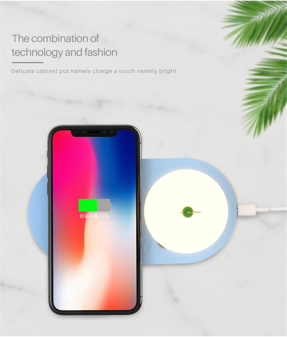 QI Беспроводная зарядка QC3.0 быстрое зарядное устройство для телефона для Android iPhone 5 Вт/7,5 Вт/10 Вт быстрая Беспроводная зарядная станция с ночным светильник
