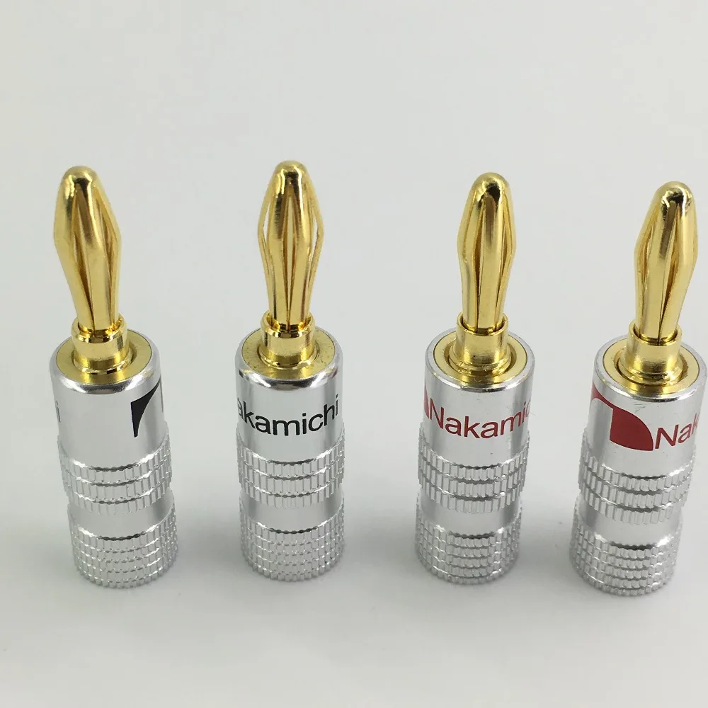 

12pcs /24pcs/lot New 4mm Golden Nakamichi Speaker Banana Plug Connector Adapter Connectors S08 Drop ship Speaker plug Jack
