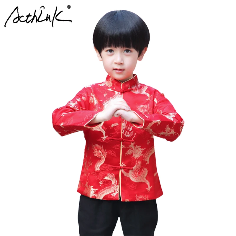 ActhInK/новое пальто Hanfu с принтом Дракона Для мальчиков рубашка Hanfu в традиционном китайском стиле для мальчиков детское Новогоднее пальто в китайском стиле Детский костюм в стиле Тан