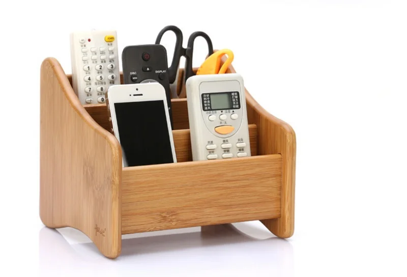 Brief Bamboo Solid Wood Remote Control Storage Box Creative Wood Office
