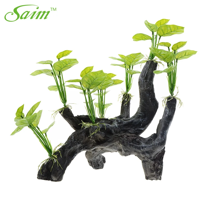 

41cm Aquarium Plants Decoration Wood Artificial Arch Plants Fish Tank Ornament Artificial Plastic Plant Green Aquarium Decor