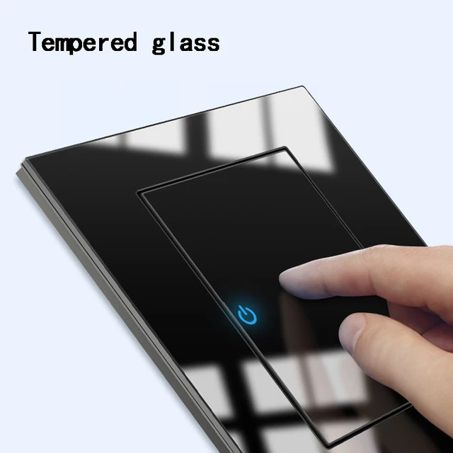 Tempered glass push button switch LED light Wall Touch Switch Luxury