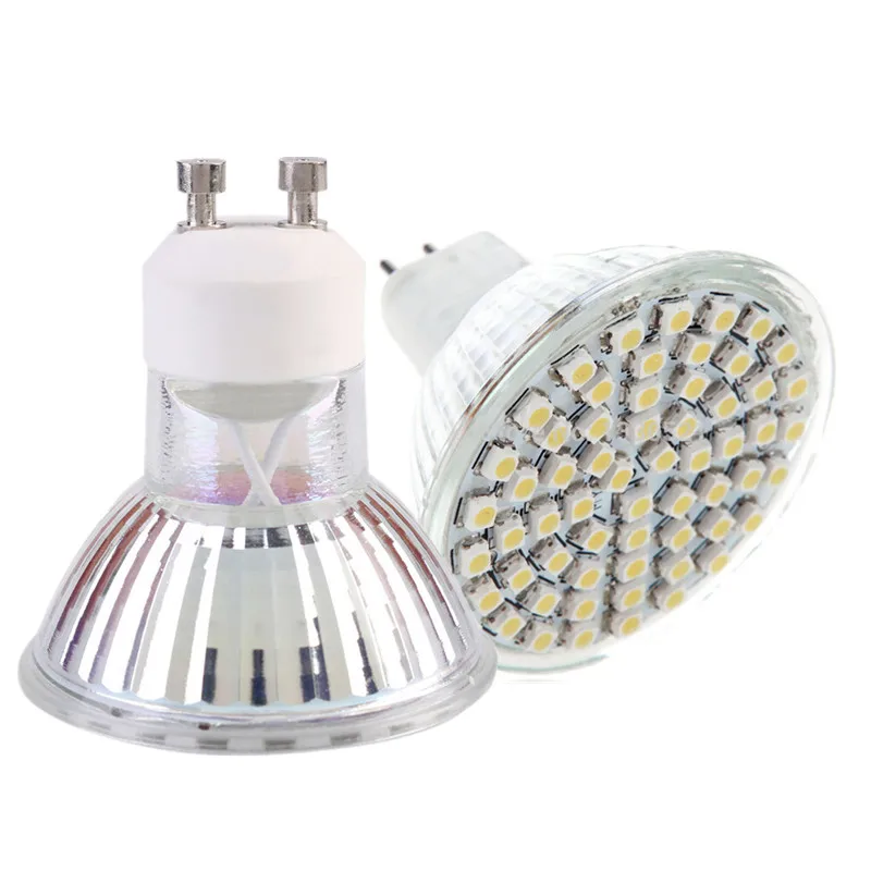 Лампада MR16 60SMD 220В 12В 7Вт GU5.3 Светодиодная лампа Теплый Белый Свет 3000 к GU10 широкий