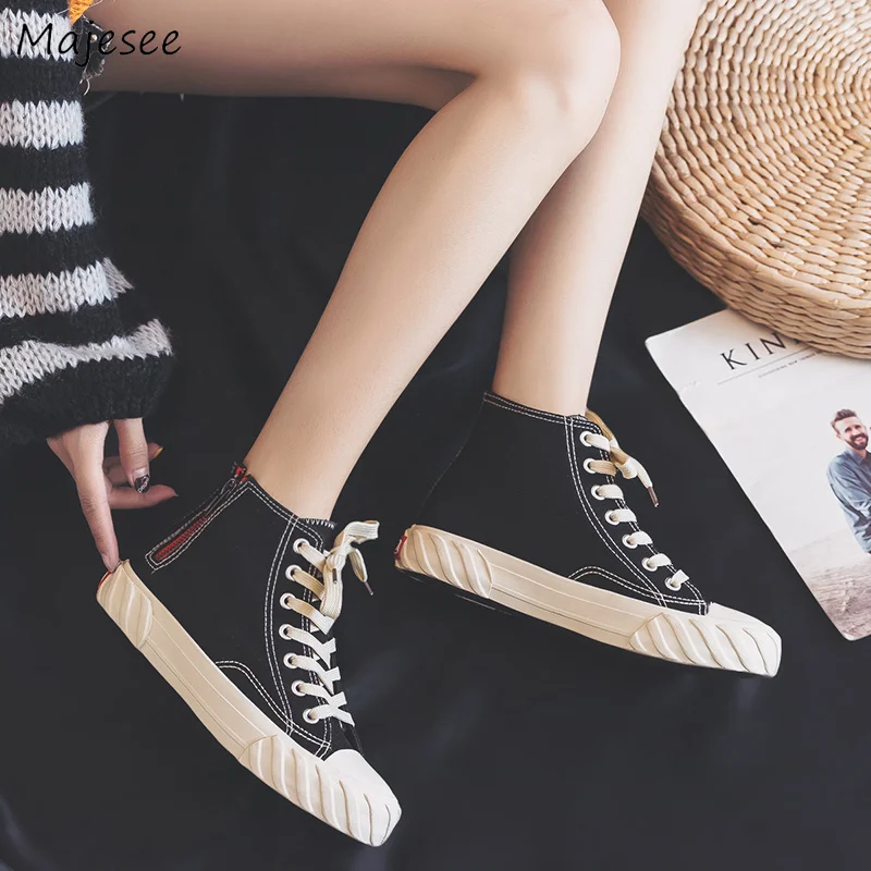 

Vulcanize Shoes Women Canvas Lace-up Leisure Hurajuku Womens All-match Running Simple Thick Bottom High Quality Female Sneaker