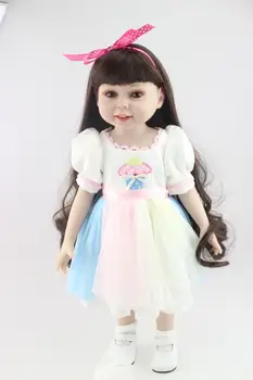 

New 18" 45cm long hair AMERICAN PRINCESS full Vinyl Girl Doll high quaity real alive boneca best gifts for girls birthday gift