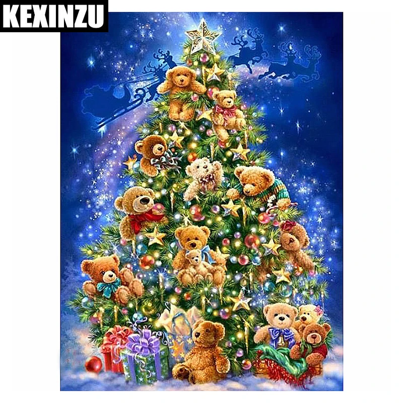Kexinzu 5D DIY Алмазная картина животное медведь вышивка крестиком Рождественская