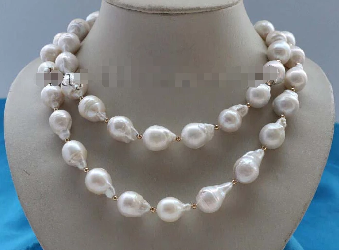 

Free Shipping Genuine Natural 20mm White Baroque Reborn Keshi Pearl Necklace #f2133! ()