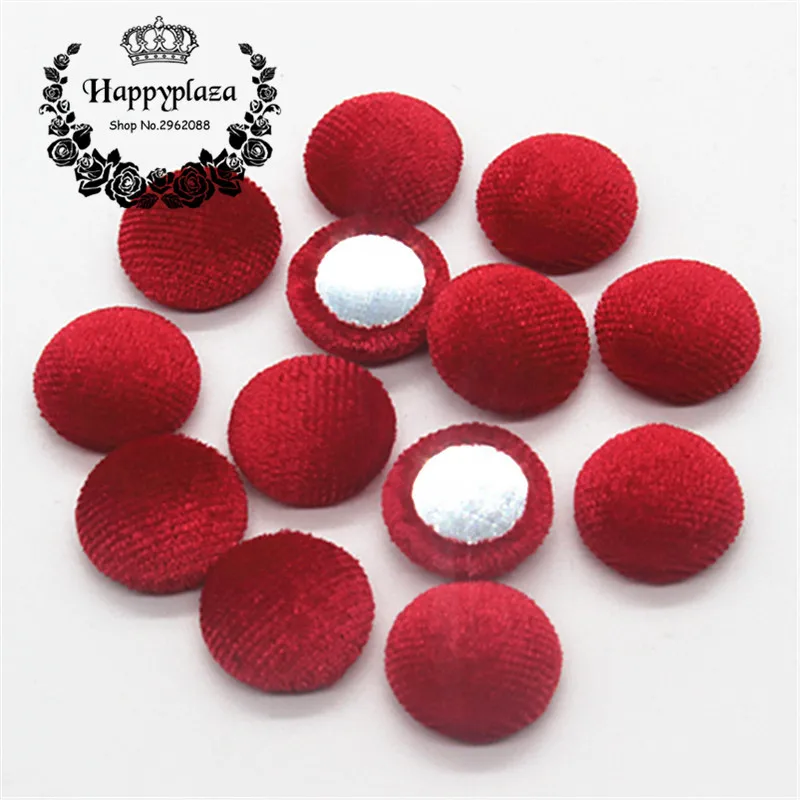 

15mm 50pcs Red Korean Velvet Fabric Covered Round Home Sewing Buttons Flatback DIY Scrapbook Craft